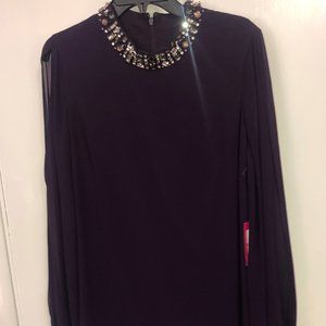 Vince Camuto Shift Dress with Jeweled neckline